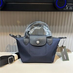 Longchamp Le Pliage Medium Navy Crossbody Tote 25 x 22 x 16 cm